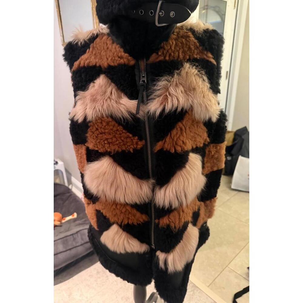 Coach 1941 Patchwork Lamb Shearling/Leather Vest … - image 2